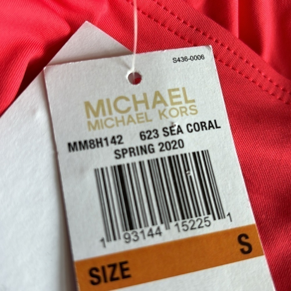 Michael Kors Sea coral 2 piece over the shoulder twist tankini swimsuit S - Picture 7 of 14